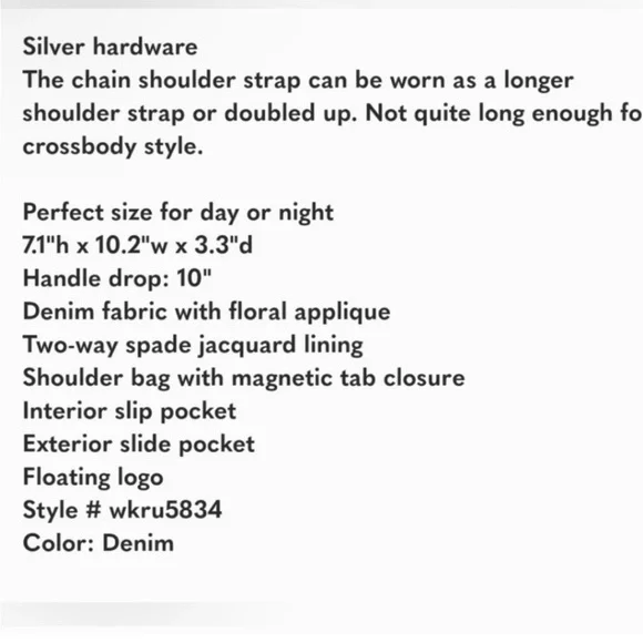 EUC Kate Spade New York Briar Lane Quilted Denim Applique Emelyn Handbag Purse - Picture 3 of 8